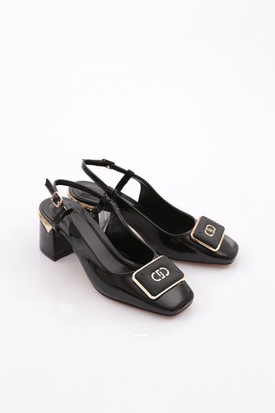 DGN Pantofi de dama cu toc inalt din piele lacuita neagra 352293539
