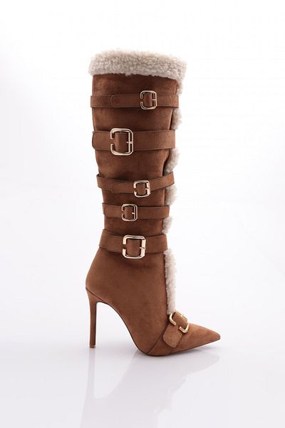 DGN Γυναικείες μπότες με τακούνι Tan Suede - 22323236