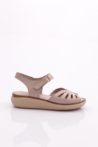 DGN Sandale de damă din piele naturală argintie - curea la gleznă, model cu velcro 3213243