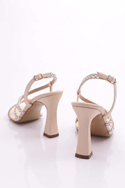 DGN Kadın Abiye Ayakkabı Bej Velvet 86112821