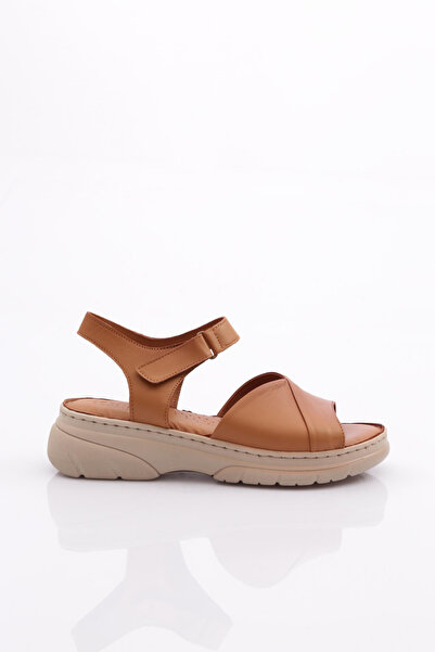 DGN Tan Genuine Leather Women's Sandals - Ankle Strap 4793243
