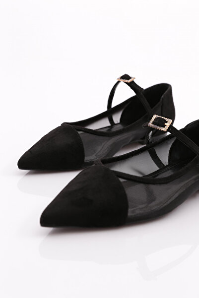 DGN Black Pointed Toe Women's Ballerinas - Dana 2883557