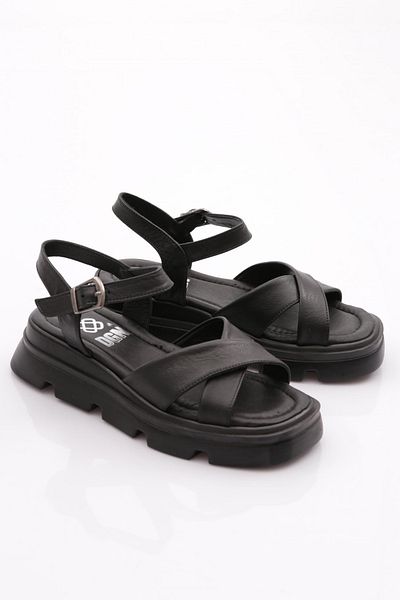 DGN Sandale negre pentru femei din piele naturală - 27263294