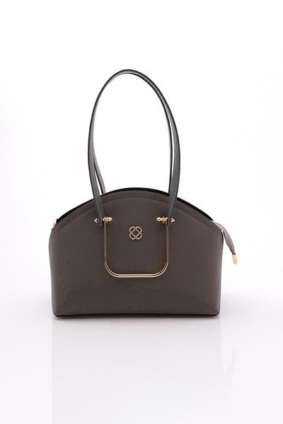 DGN Women's Oval Bag with Metal Accessories Dark Gray 11282361135102