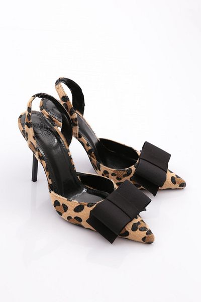 DGN Pantofi cu toc clasic leopard negru de damă 56593557