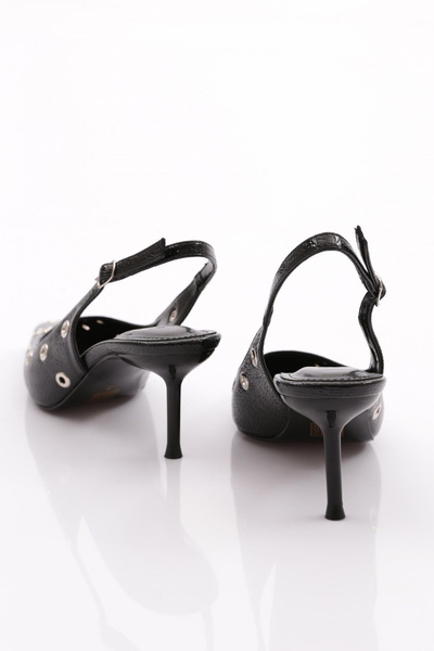 DGN Kadın Arkası Açık Sivri Burun Topuklu Ayakkabı Siyah Toro 28943557