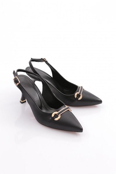 DGN Women's Back Lacing Heeled Shoes Black 353123539