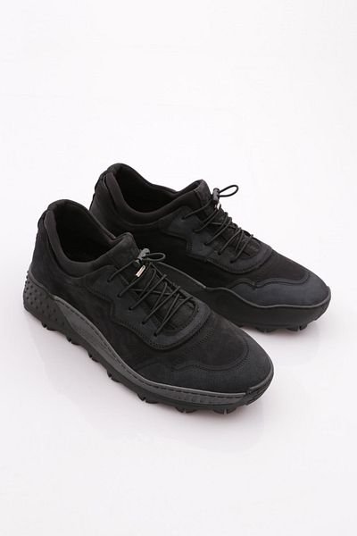 DGN Ανδρικά παπούτσια Comfort με κορδόνια Μαύρα Nubuck Γνήσιο δέρμα 791033616