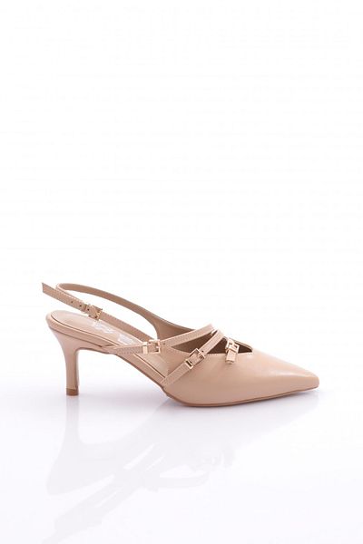 DGN Pantofi cu toc de damă cu accesorii pentru centură bej 7766535