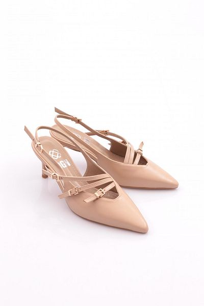 DGN Pantofi cu toc de damă cu accesorii pentru centură bej 7766535