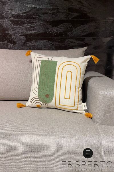 Ersperto 43x43cm Bohemian Tasseled Linen Pillow Case - 1 Piece