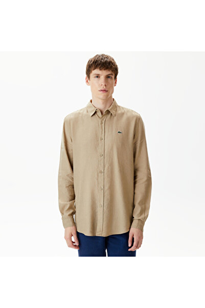 Lacoste Erkek Regular Fit Keten Bej Gömlek