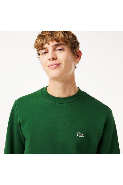 Lacoste Men's Classic Fit Crew Neck Organic Cotton Dark Green Sweatshirt