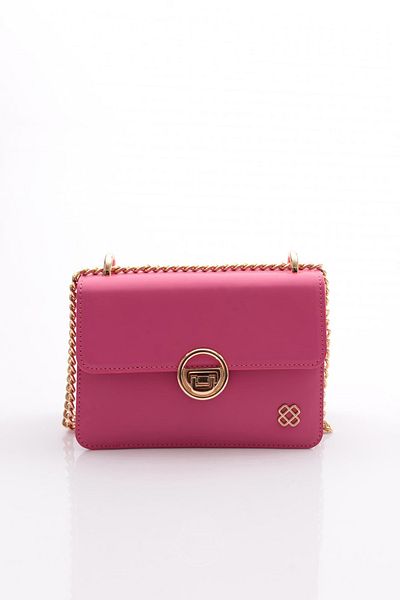 DGN Fuchsia Women's Bag - Chain and Handle Design 6593434