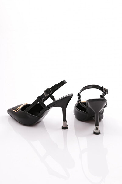 DGN Dámské boty na podpatku s otevřenou přezkou černé 6223534