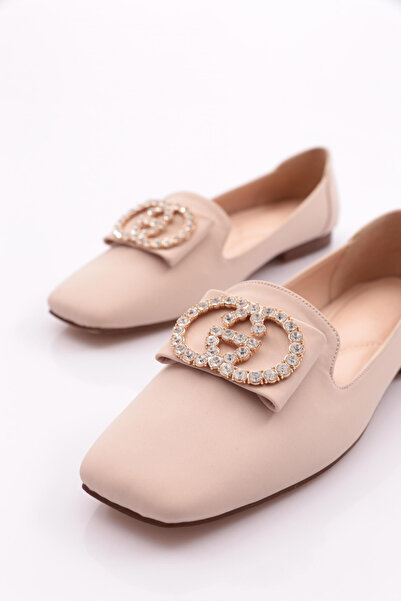 DGN Beige Nubuck Women's Ballerinas - Buckle, Model 211762621