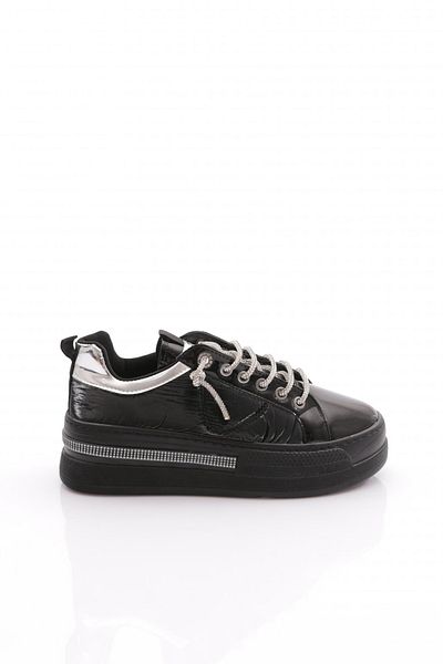 DGN Women's Silver Stone Sneakers Shoes Black Parachute 36912682