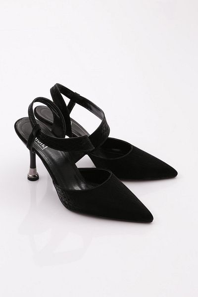 DGN Pantofi cu toc subțire cu model negri de damă 21333534