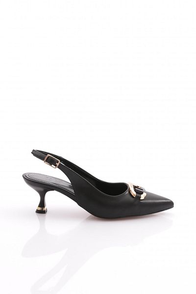 DGN Women's Metal Buckle Heeled Shoes Black 353263539