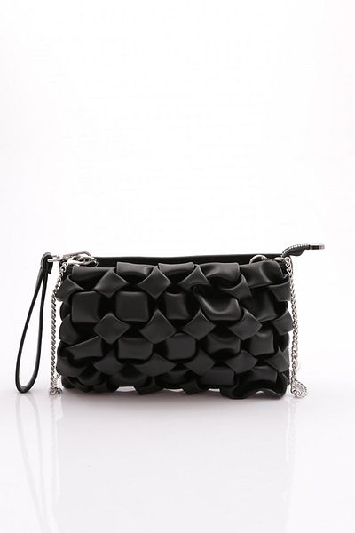 DGN Women's Knot Patterned Shoulder and Shoulder Bag Black 21123722