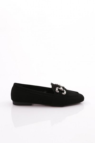 DGN Mocasini din catifea neagra - cu catarama de cristal, femei, 61152534