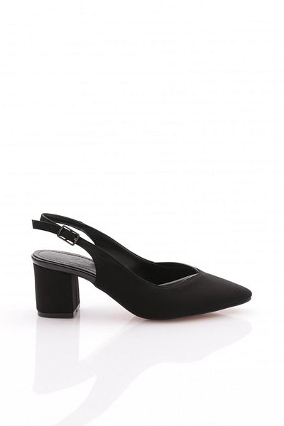 DGN Women's Open Back Pointed Toe Heeled Shoes Black Nubuck 217112621