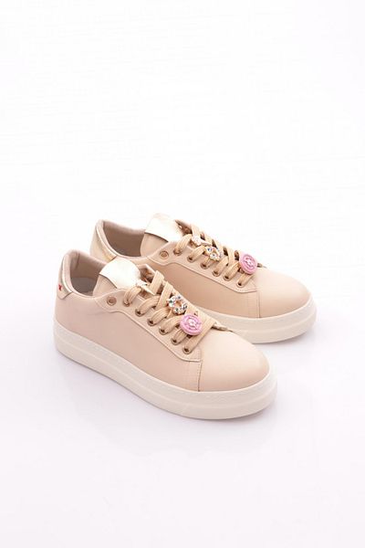 DGN Women's Lace-Up Sneakers Beige Gold 152926323118