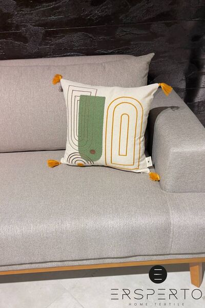 Ersperto 43x43cm Bohemian Tasseled Linen Pillow Case - 1 Piece