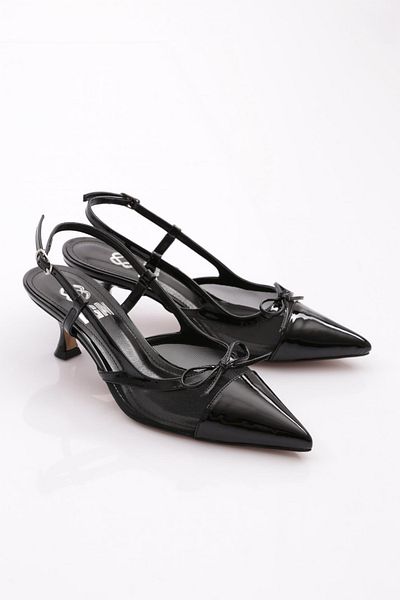 DGN 6856 Model Women's Rope Ribbon Patterned Heeled Shoes