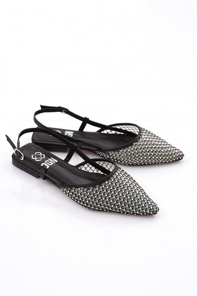 DGN 6015 Model Women's Pointed Toe Back Tie Ballerinas