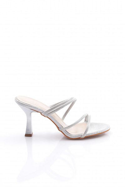DGN Γυναικείες παντόφλες με τακούνι Silver Crocodile - Ριγέ 10263534