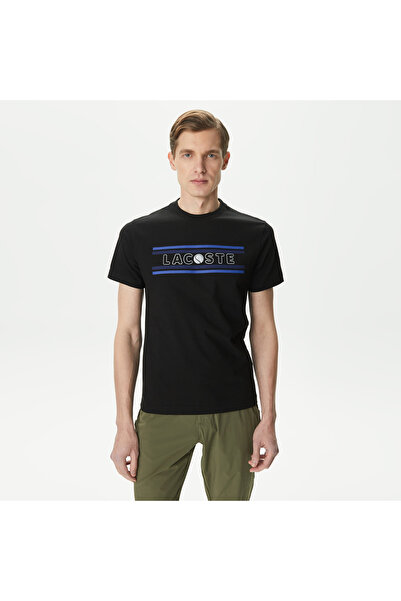 Lacoste Erkek Regular Fit Bisiklet Yaka Baskılı Siyah T-Shirt