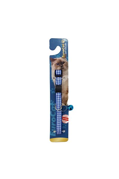 Eurocat Colorful Plaid Rattle Cat Collar Blue Dpmah