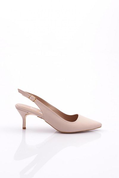 DGN Pantofi cu toc pentru femei Nubuck de culoarea pielii - spate deschis 61133564