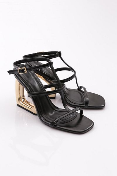 DGN Pantofi de seara de dama cu toc perforat negri 355233210