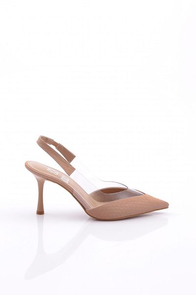 DGN Pantofi cu toc cu cravată la spate de damă Nud Imported 81323564