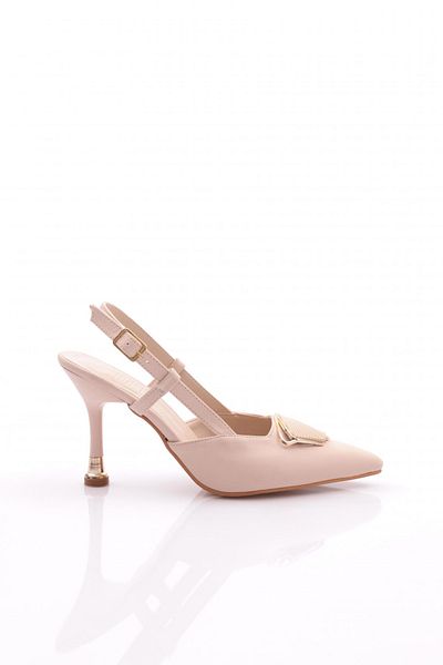DGN Γυναικεία παπούτσια με τακούνι Nubuck Nude Color - Πόρπη και ανοιχτή πλάτη 6223534