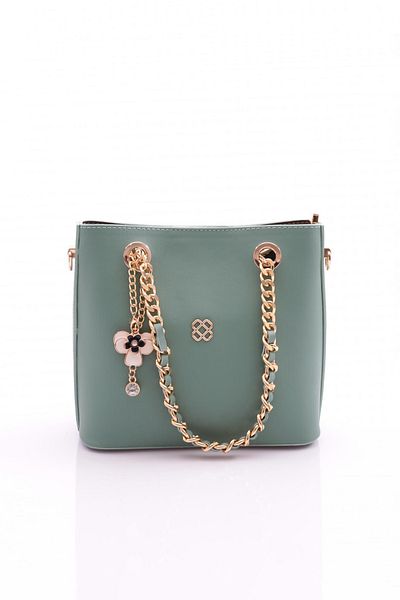 DGN Women's Flower Brooch Chain Detailed Bag Water Green 81103555