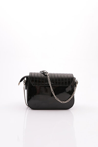 DGN Black Patent Leather Women's Bag - Chain and Shoulder Strap 411103279