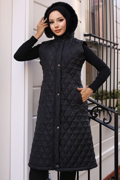 giyze Diamond Patterned Inflatable Vest Black 1901
