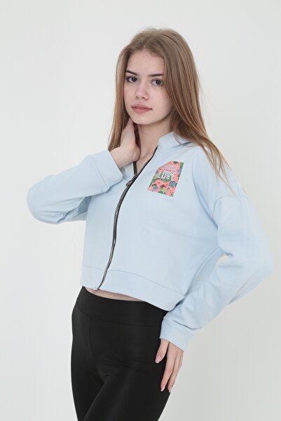 Love Renkli Baskılı Kapüşonlu Fermuarlı Sweat-3