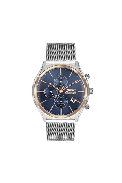 Slazenger Marka Multifonksiyon Erkek Çelik Hasır Kol Saati - Gümüş Renk Sl.09...