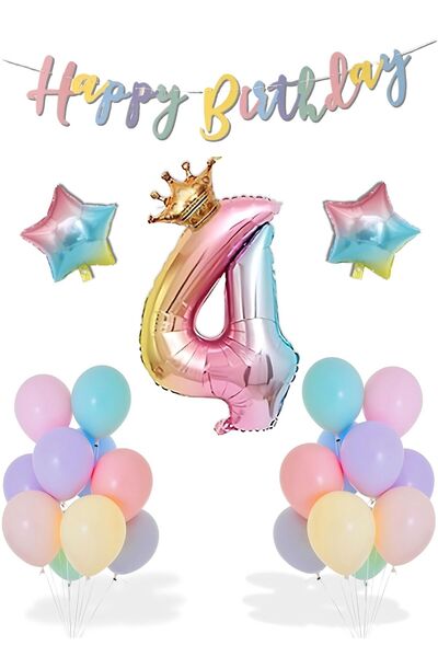 PARTİAVM Crown Number Balloon Macaron Colorful Full Balloon Set for 1-9 Years...