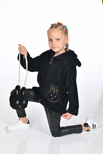 Kamex Κοριτσίστικο παλτό διπλής όψης Welsoft Rabbit Hooded με τσάντα