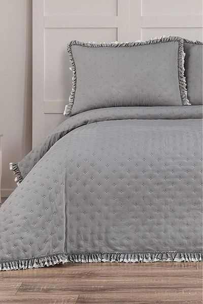 Çeyiz Diyarı 190X250 cm Gray Single Bedspread - Capinya Fiber Filled