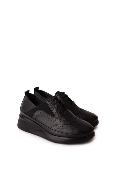 Gondol Genuine Leather Anatomical Sole Comfortable Shoes Elnr.3803 Black
