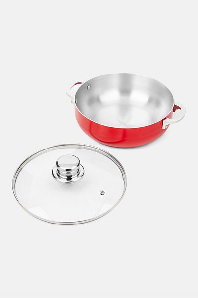Euro Home Aluminum Caldero With Glass Lid, Silver