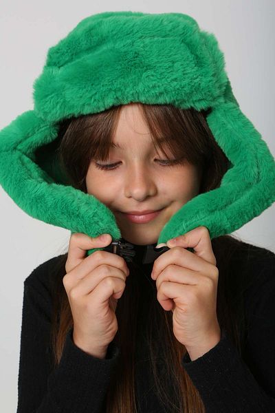 REMSA Benetton Rkş-Ç-03 Children's Plush Beret Hat - Snap and Fur Ear