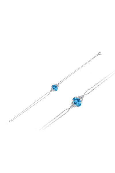 Sirius Pırlanta Pırlanta ve Oval Mavi Topaz Taşlı Bileklik 0617B0008