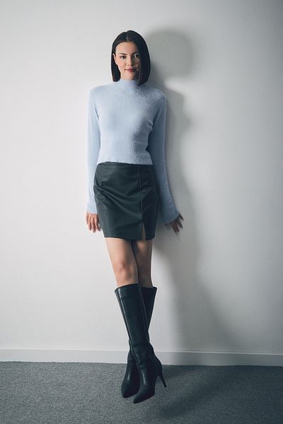 Fulla Moda Pulover de bază cu barbă cu talie elastică